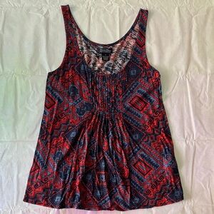 Lucky Brand Red and Blue Geometric Tank Top